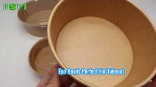 Eco-Friendly Disposable Kraft Paper Bowls with Lids Takeout Containers for Soup Salad